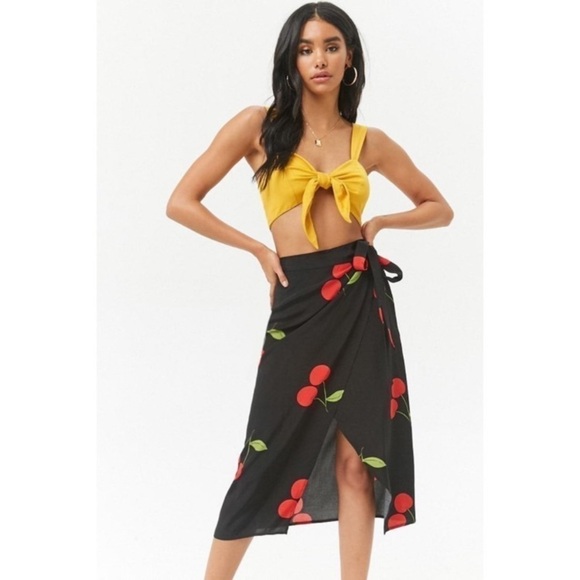 NWT Forever 21 Cherry Wrap Skirt | Size M - Picture 1 of 7